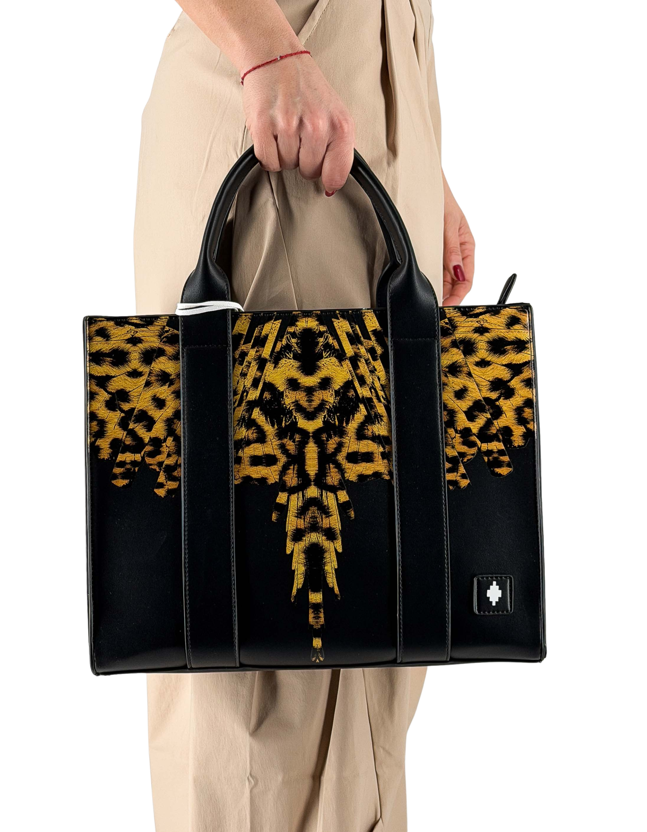 Borsa Medium Tote Bag Black / Leopard Wings