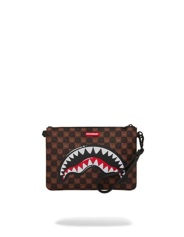Sharks In Paris Wtf Bubble Brown Check Crossover Clutch