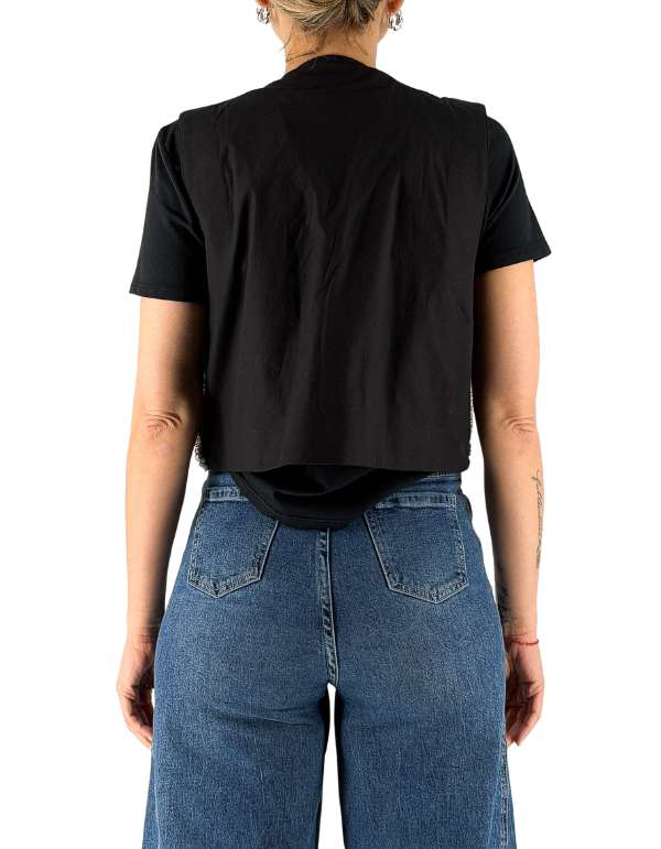 Gilet In Cotone Con Applicazioni Hand-Made