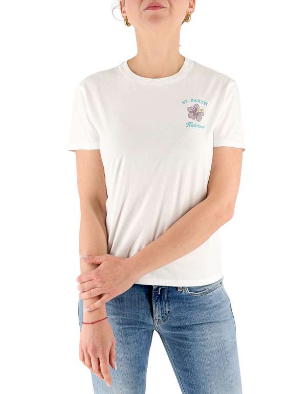 Woman Cotton Tshirt Emilie Sb Habitue 01n Strass Emb