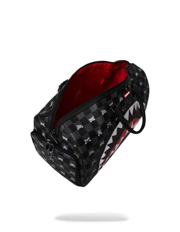 Borsone Gray Peeking Character Check Large Duffle