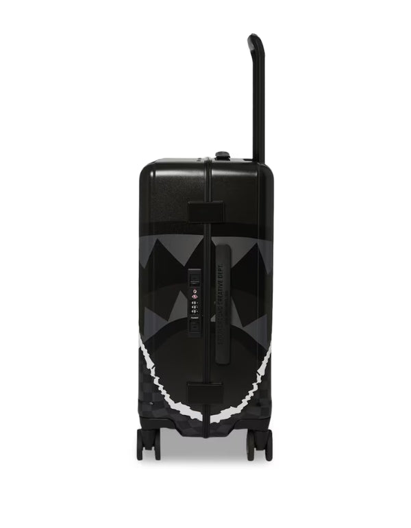 Center Rip Revealing Gray Check Carry-On Luggage