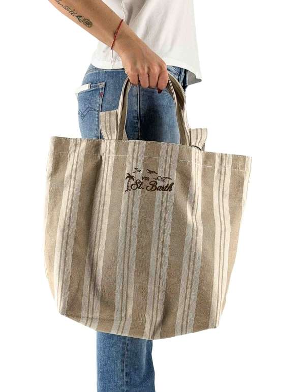 Borsa Tote Essential Beach Cotton Big Stripes V 1118 Emb