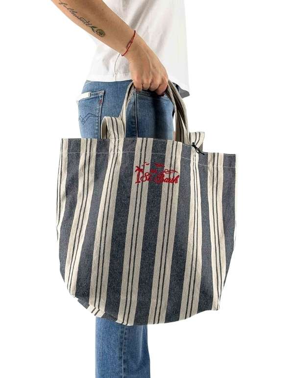 Borsa Tote Essential Beach Cotton Big Stripes V 6141 Emb