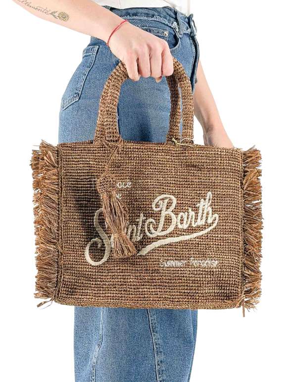 Borsa a Mano con Tracolla Colette Raffia Fringes 19 Emb