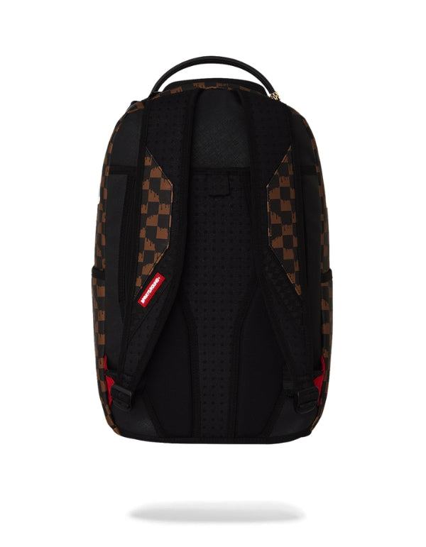 Zaino Brown And Cream Drip Check Shark Backpack