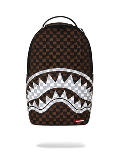 Brown And Cream Drip Check Shark Backpack