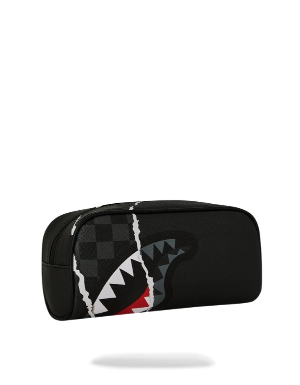 Center Rip Revealing Gray Check Pouch