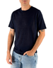 T-Shirt Uomo Girocollo in Lino e Viscosa Blu