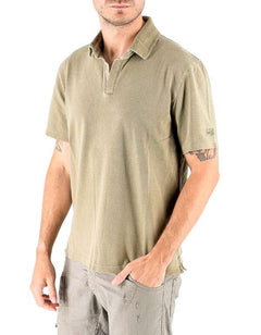 Charles Mineral Piquet Polo Shirt with Mineral Dyeing 52 Military