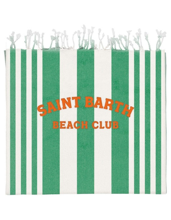 Ultra Light Beach Towel With Fringe Beach Club Stripe 57 Emb