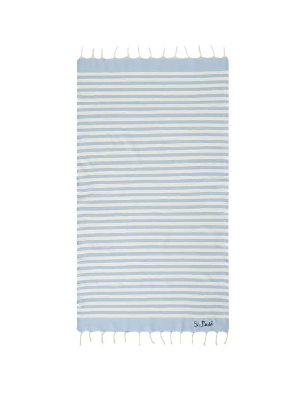 Telo Mare Foutas a Righe Bianche e Azzurre Lig 31