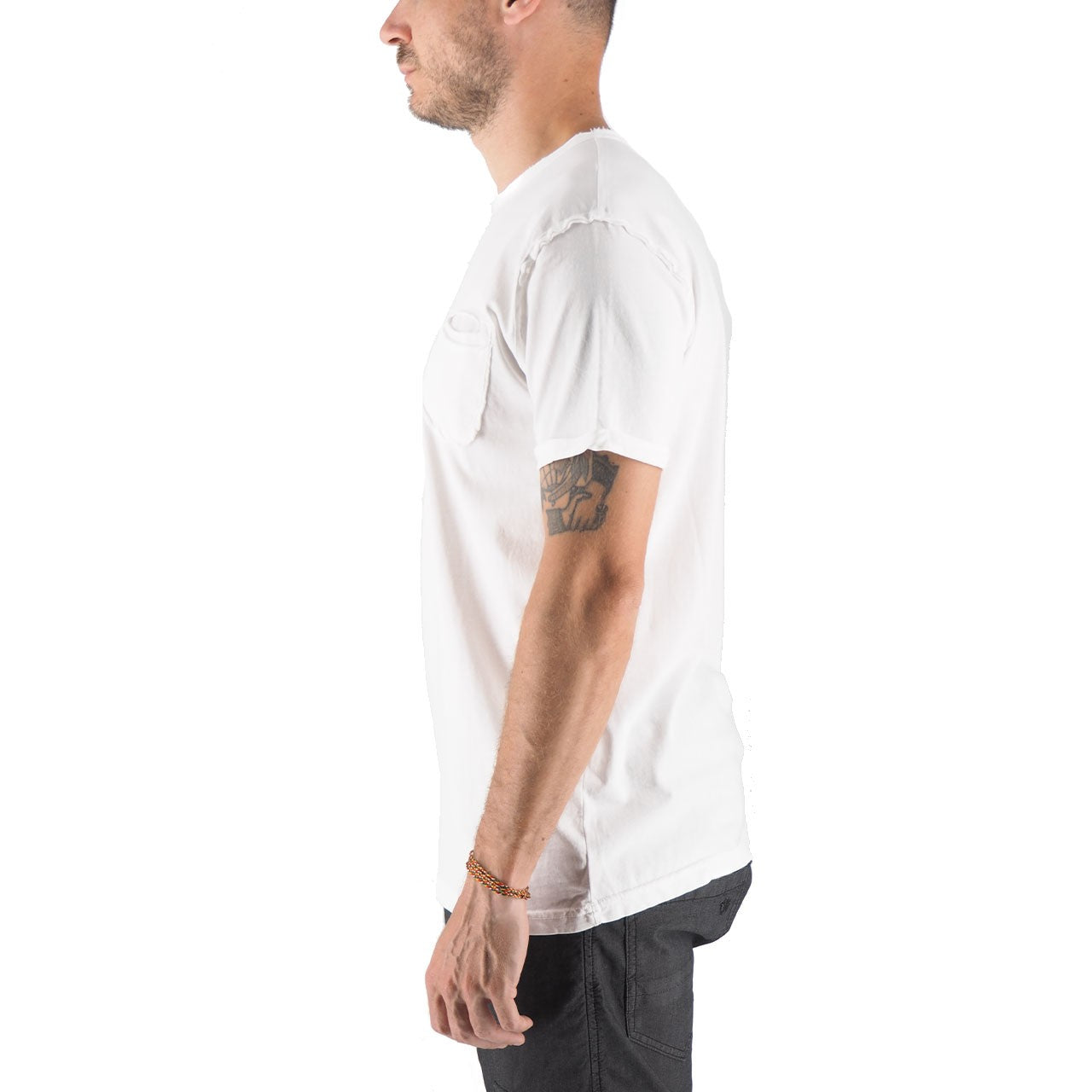 T-Shirt Girocollo 100% Cotone Con Taschino Shiro