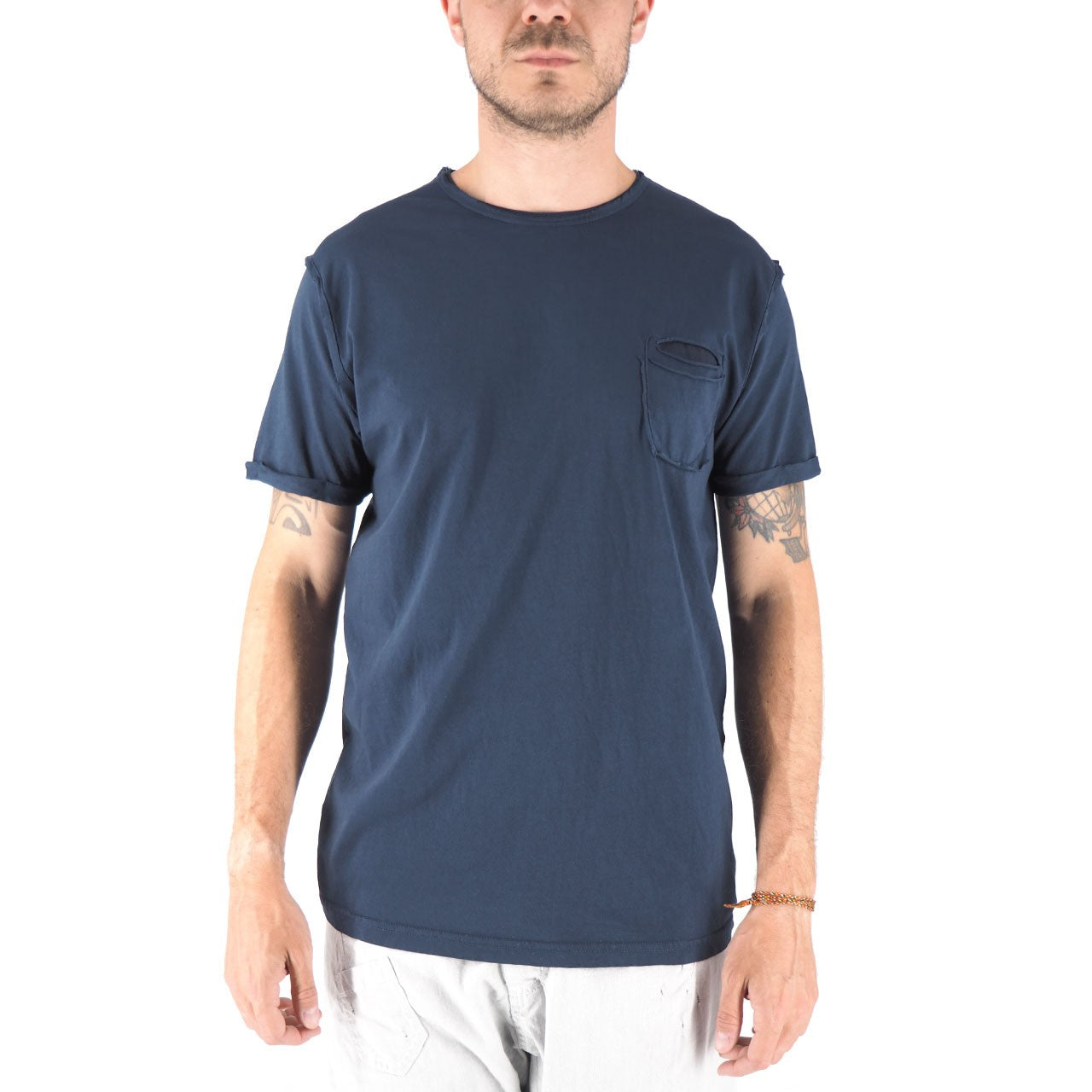 T-Shirt Girocollo 100% Cotone Con Taschino Shiro
