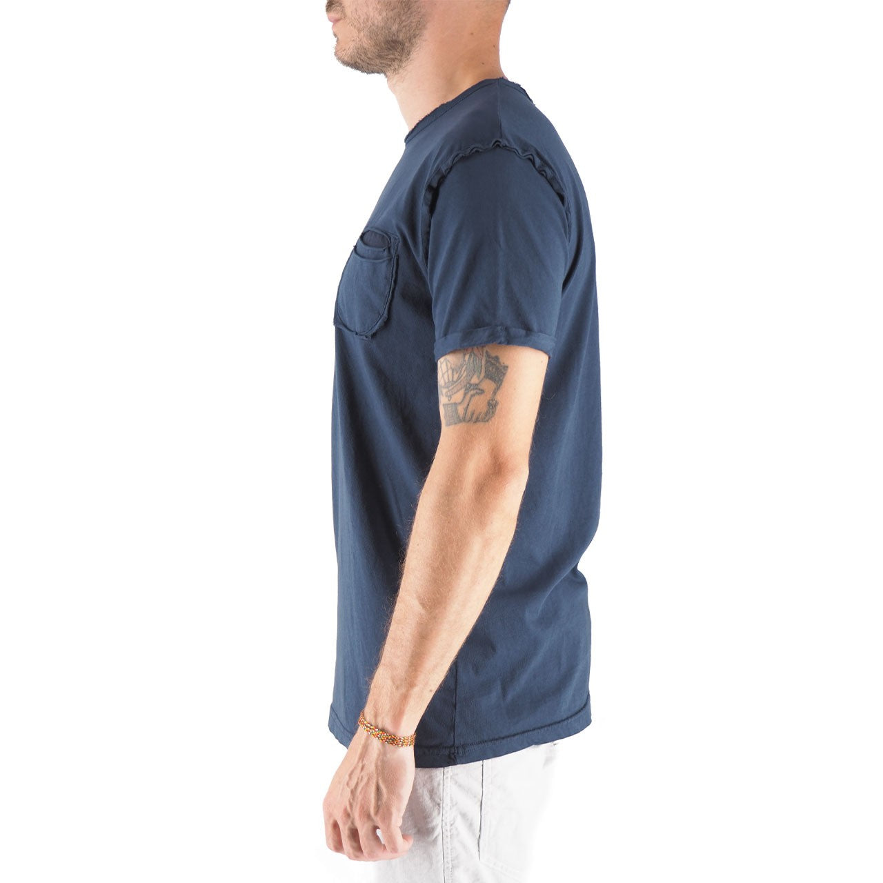 T-Shirt Girocollo 100% Cotone Con Taschino Shiro