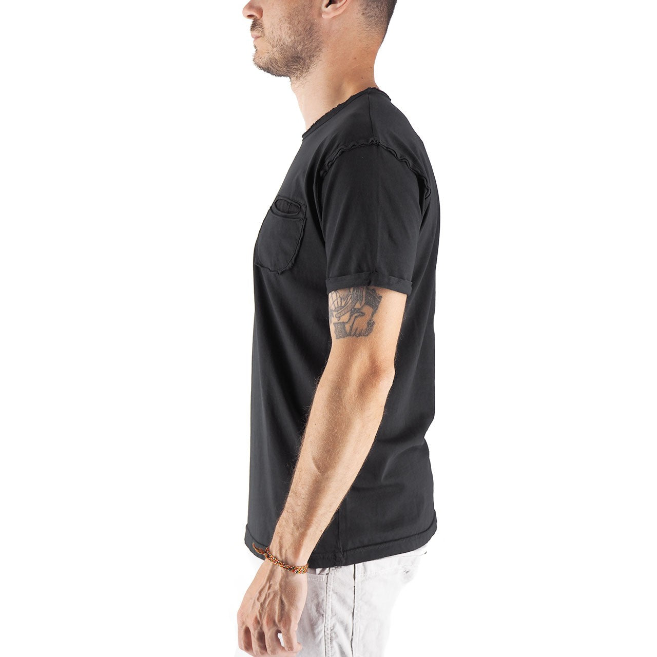 T-Shirt Girocollo 100% Cotone Con Taschino Shiro