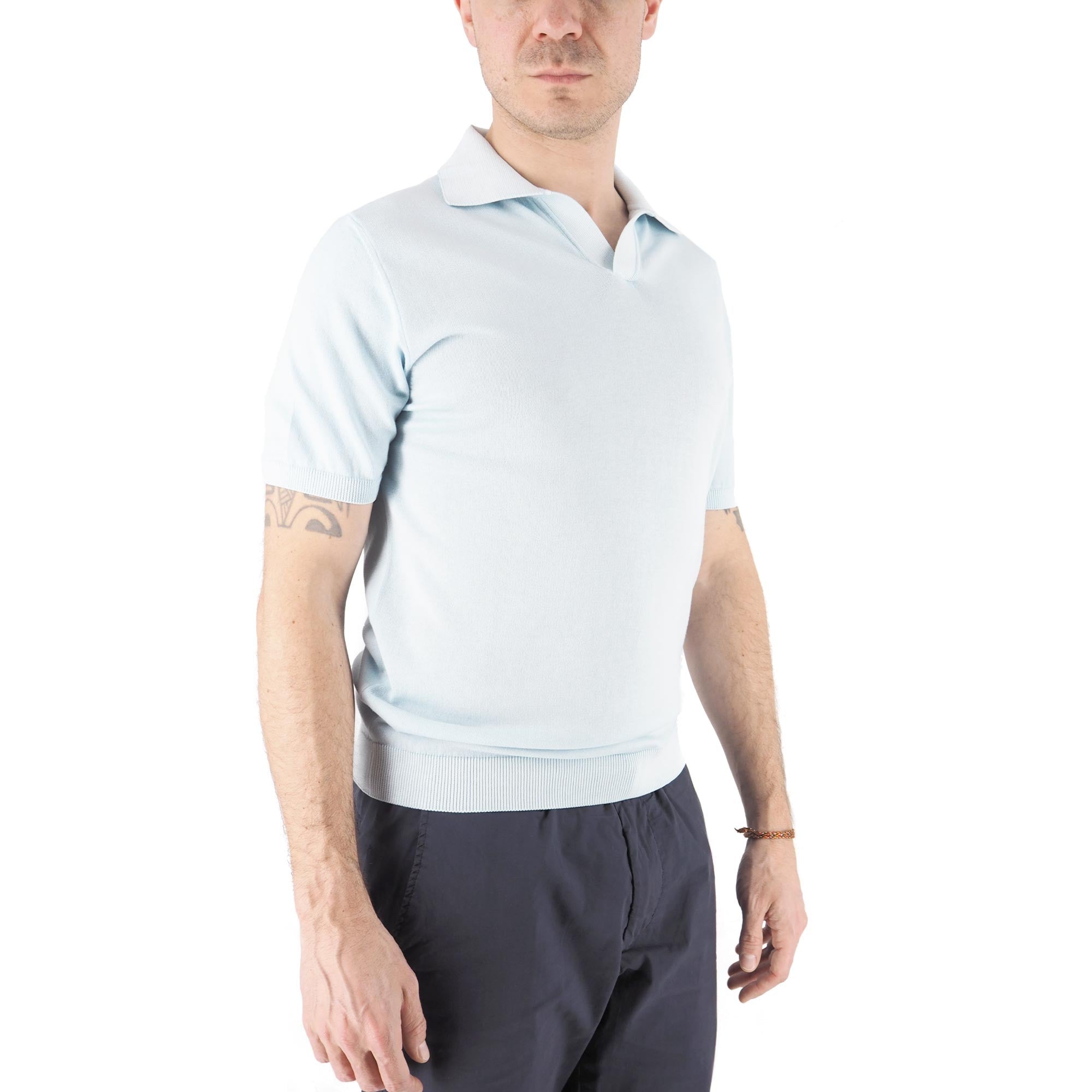 Polo In Maglia 100% Cotone Alassio Acqua Marina