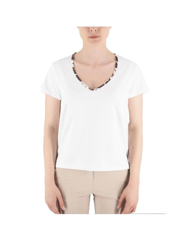 T-Shirt V Collar Cow White