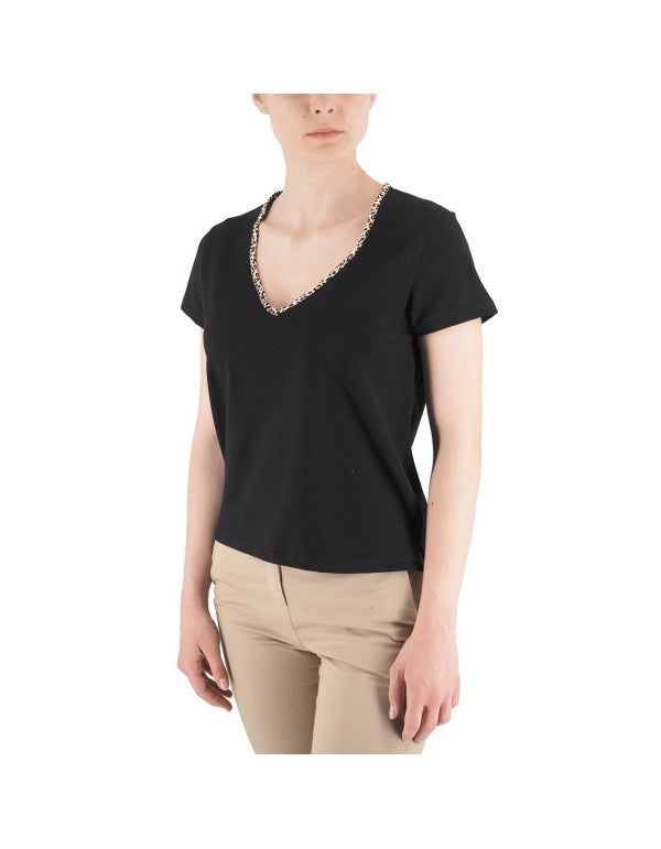 T-Shirt V Collar Leo Black