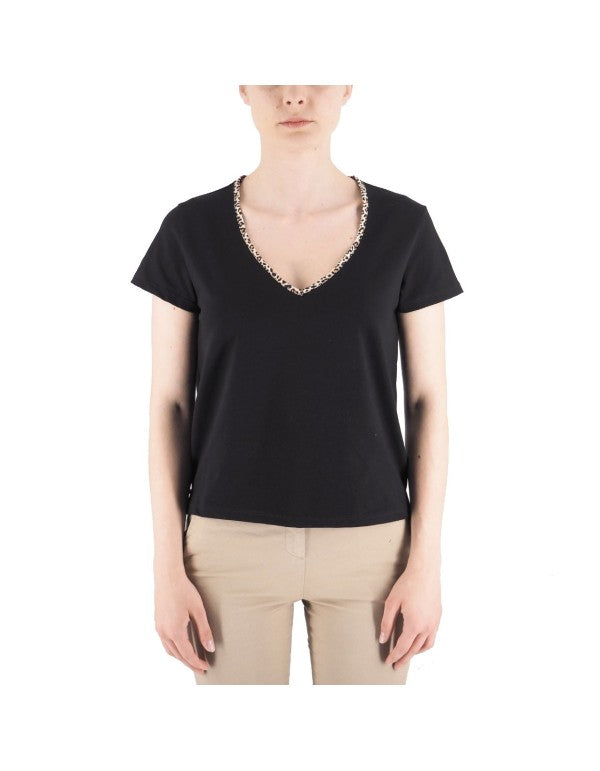 T-Shirt V Collar Leo Black
