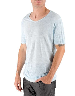 Granada – T – Shirt in Puro Lino Premium Azzurra – Devid Label
