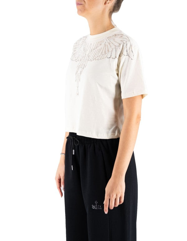 Milk Glitter Feather Jersey T-shirt