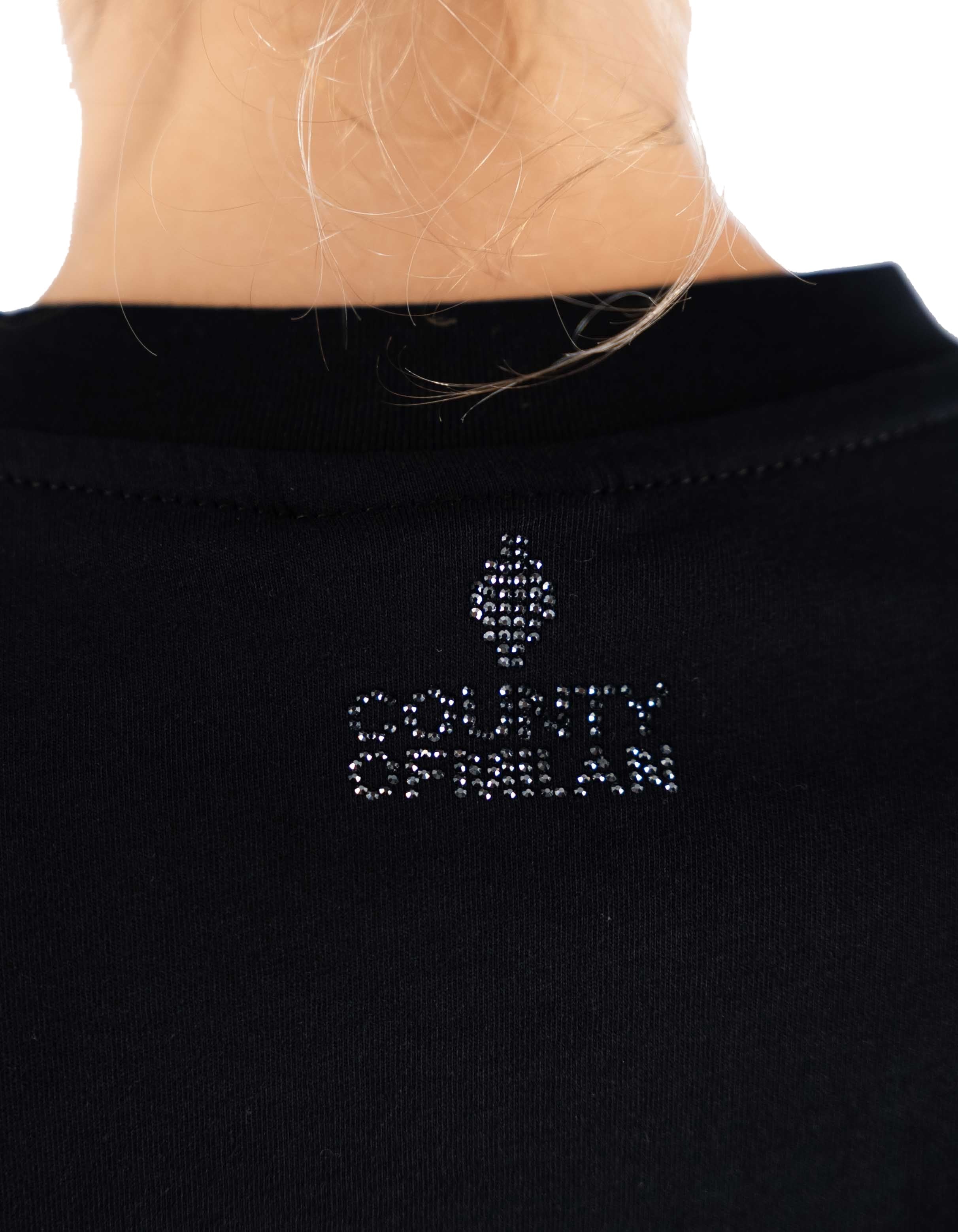 T-shirt In Jersey Piume Glitter Nero