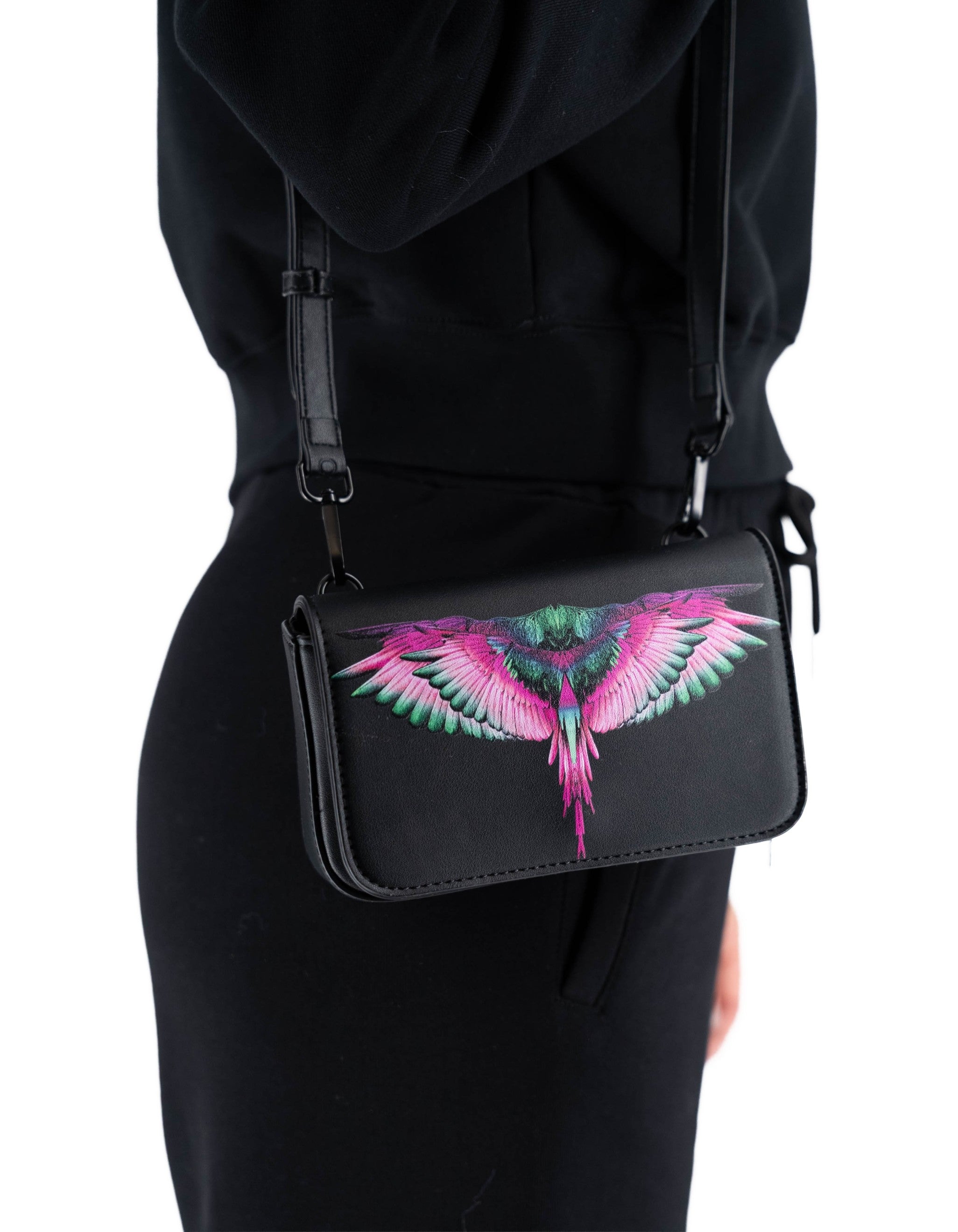 Mini Tracolla Nero/ Pink Wings