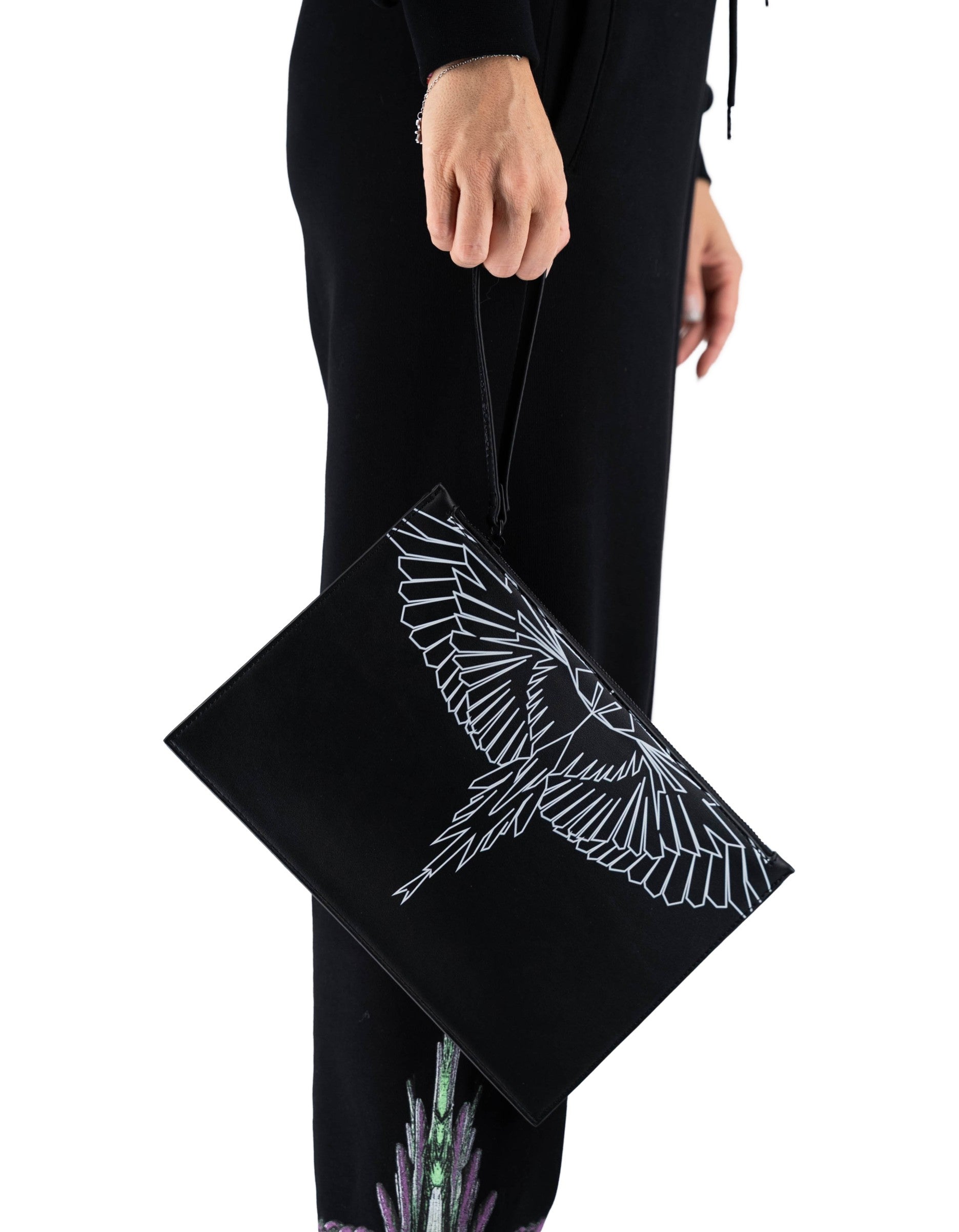 Pochette Stampa Nero/ White Wings