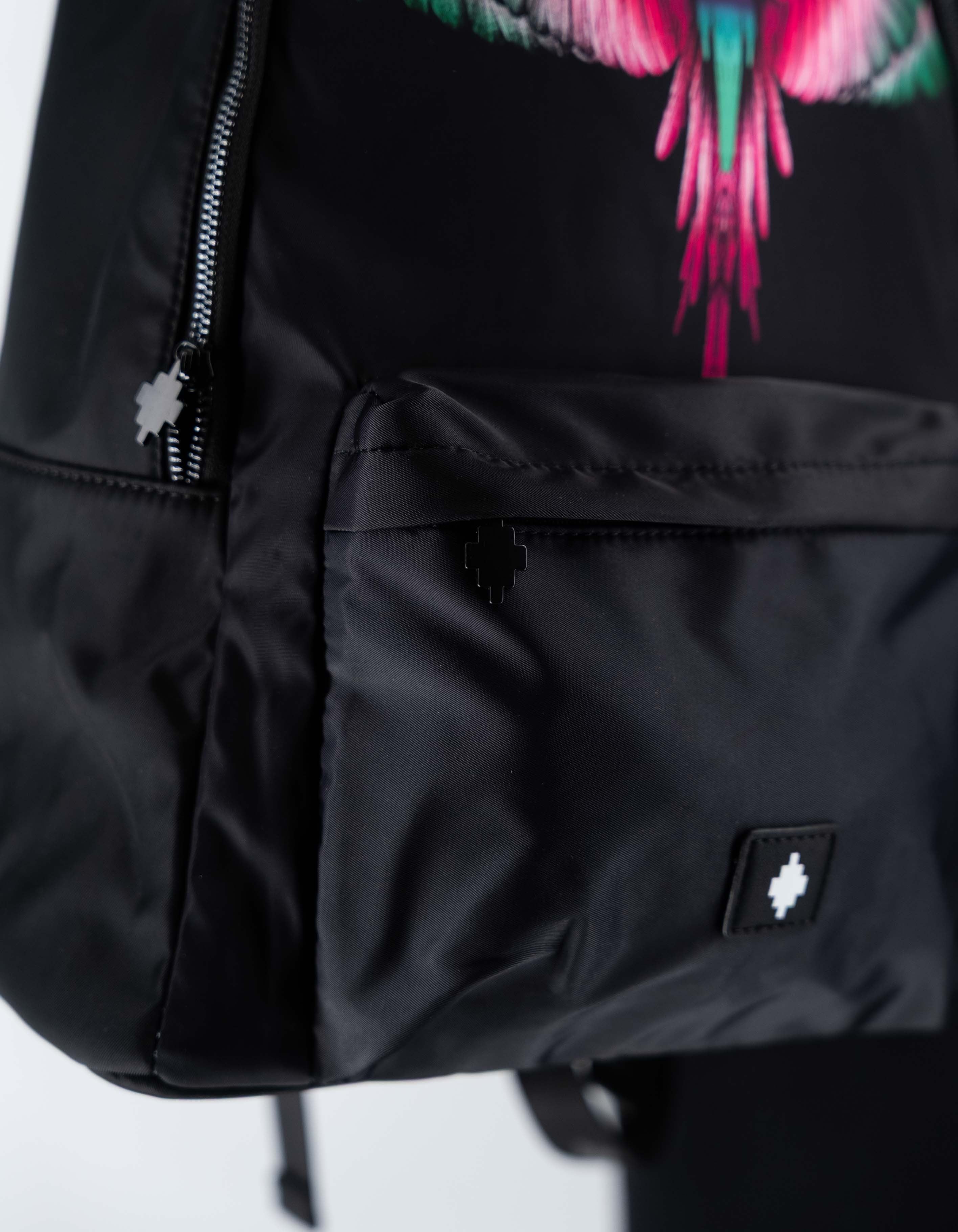 Black/Pink Wings Print Nylon Backpack