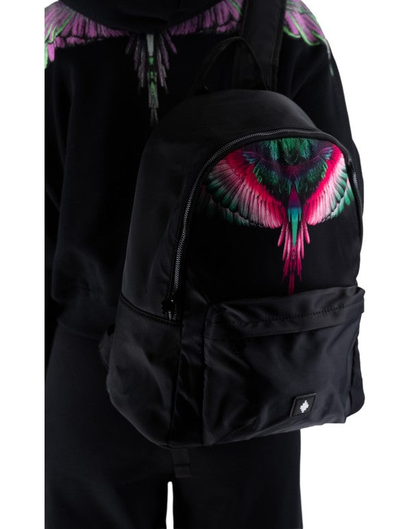Zaino Nylon Stampa Nero/ Pink Wings