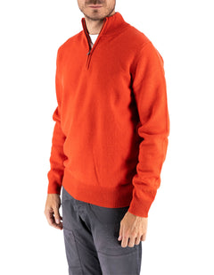MC2 Saint Barth Maglia Jermyn Lambswool Zip Orange – Maglieria