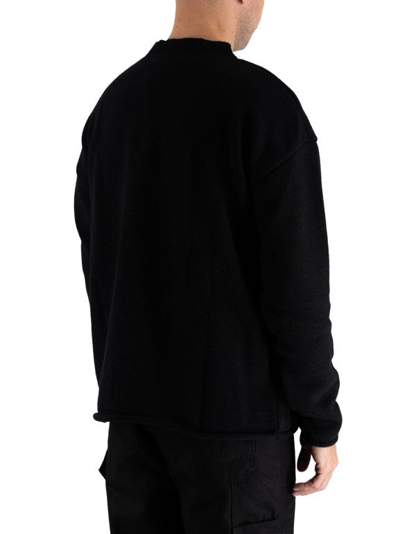 Black Sweater With Star Hole Nero