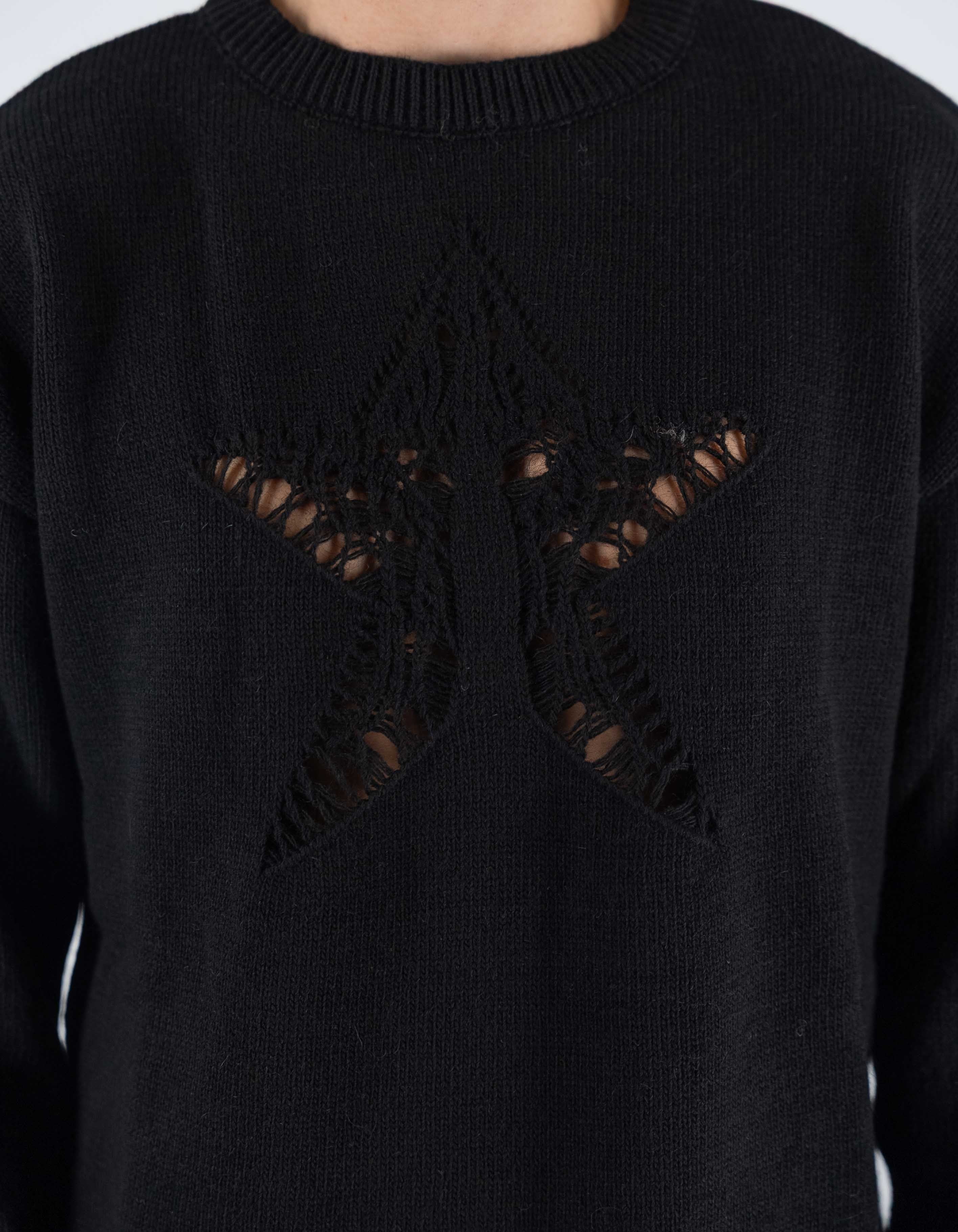 Black Sweater With Star Hole Black