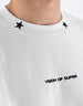 Offwhite Tee With Embroidered Stars On The Neck And Patch On Back Off White