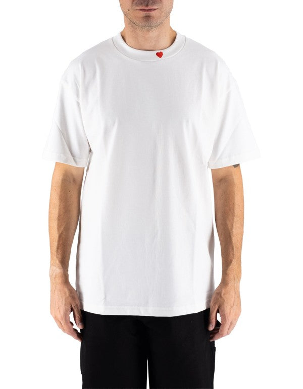 Offwhite Tee With Embroidered Full Hearth On The Neck And Patch On Back Off White