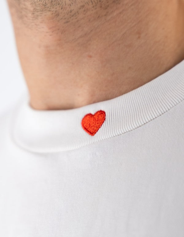 Offwhite Tee With Embroidered Full Hearth On The Neck And Patch On Back Off White