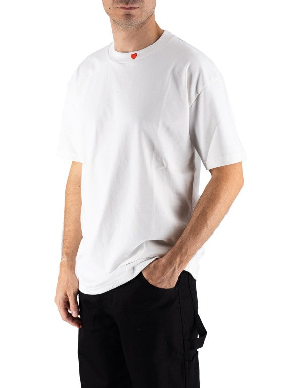 Offwhite Tee With Embroidered Full Hearth On The Neck And Patch On Back Off White