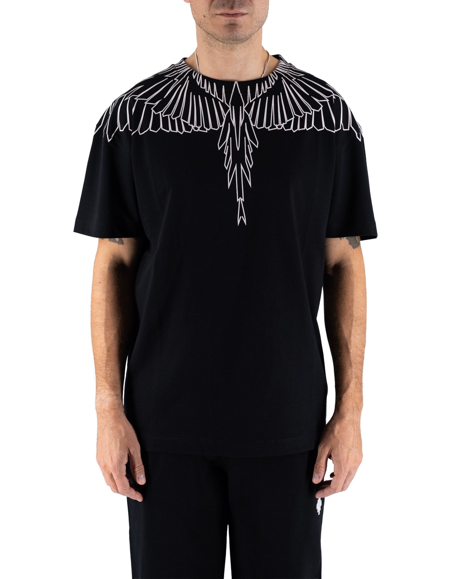 T-shirt Wings Outline Nero/black