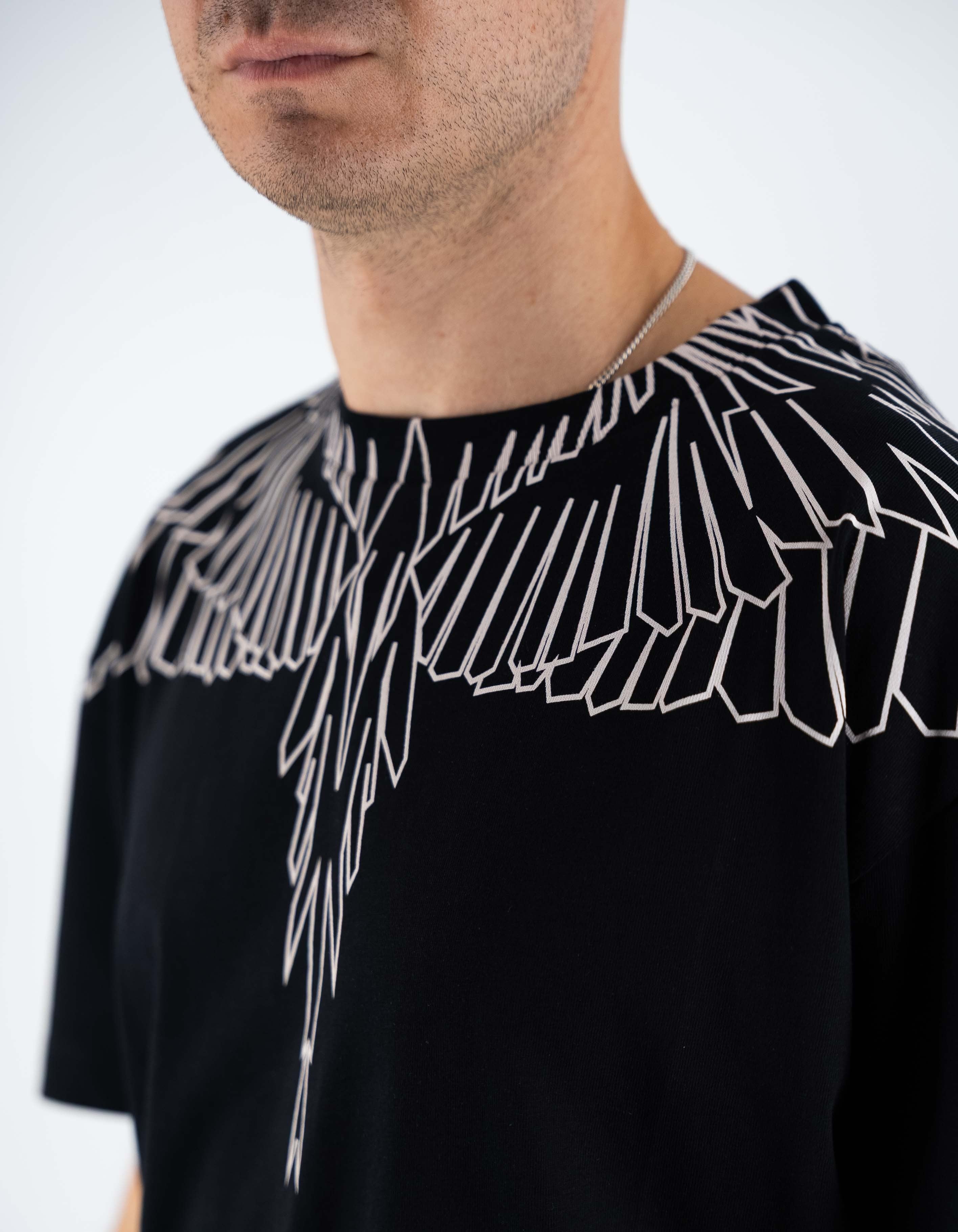 T-shirt Wings Outline Nero/black