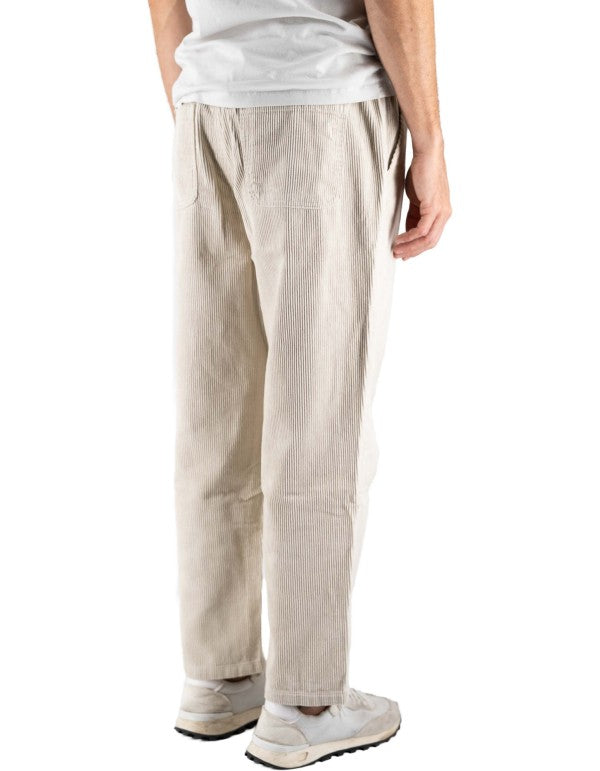 Cream Velvet Trousers with Elastic Waist