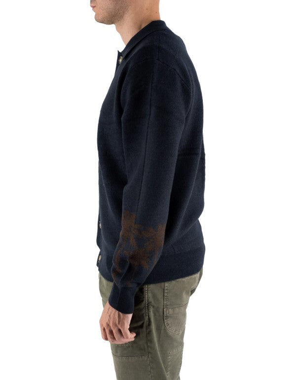 Polo A Manica Lunga Con Bottoni Solo Navy