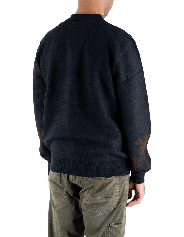 Polo A Manica Lunga Con Bottoni Solo Navy