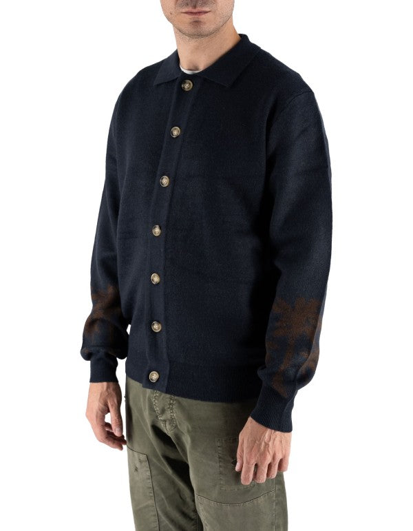 Polo A Manica Lunga Con Bottoni Solo Navy