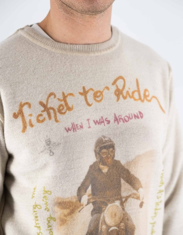 Reversible Printed Crew Neck Sweater