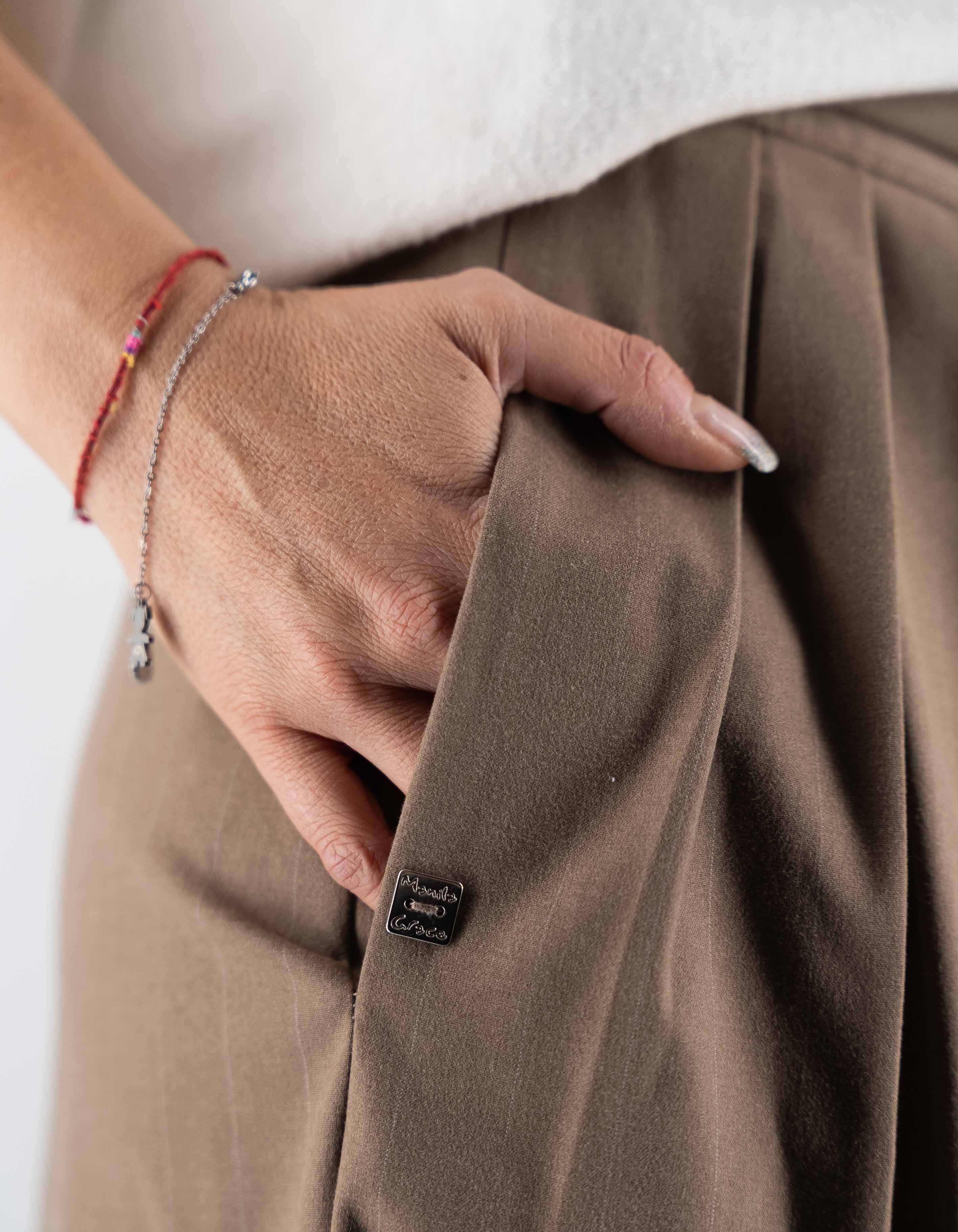 Cappuccino Pinstriped Palazzo Trousers