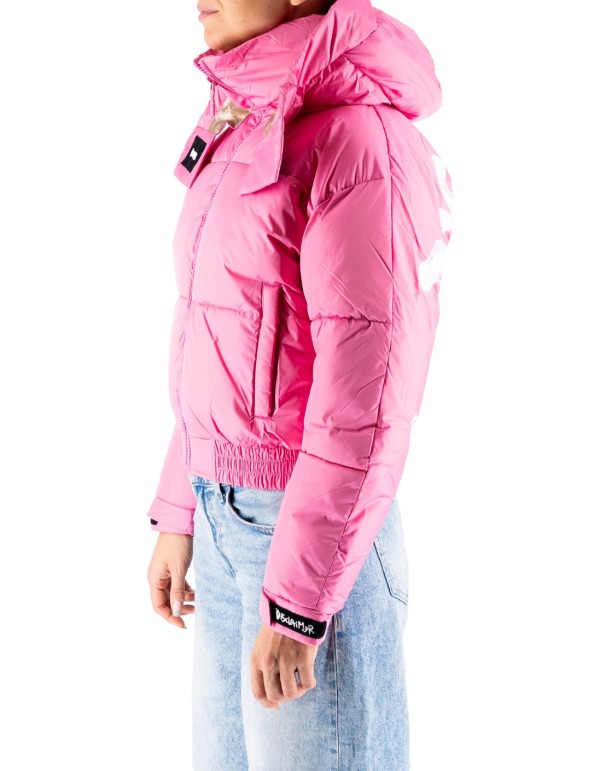 Women's Pink Bubble Glitter Down Jacket