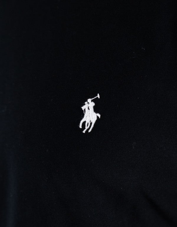 Ralph Lauren Men's Black Long Sleeve T-Shirt with White Embroidered Logo