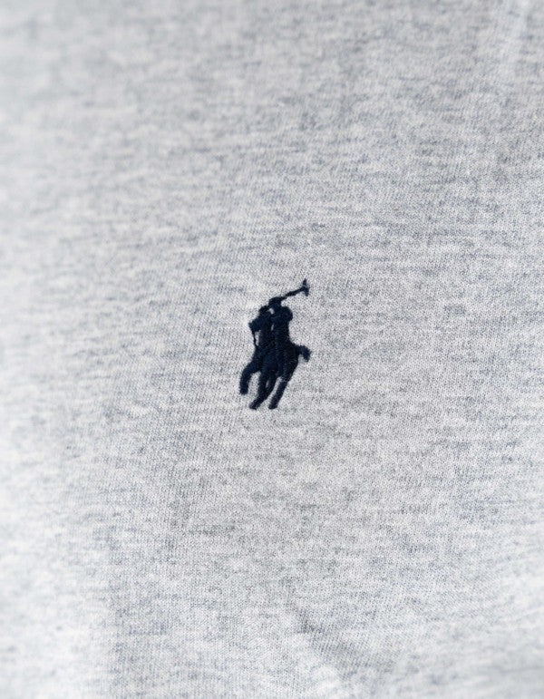 T-shirt Uomo Ralph Lauren Grigia Manica Lunga con Logo Ricamato Blu