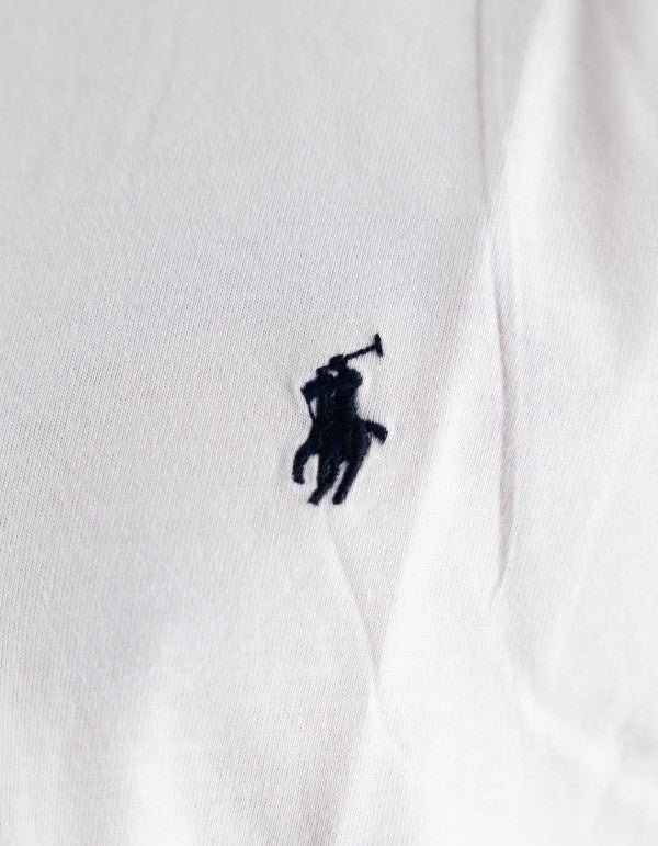 Ralph Lauren Men's White Short-Sleeve T-Shirt with Blue Embroidered Logo